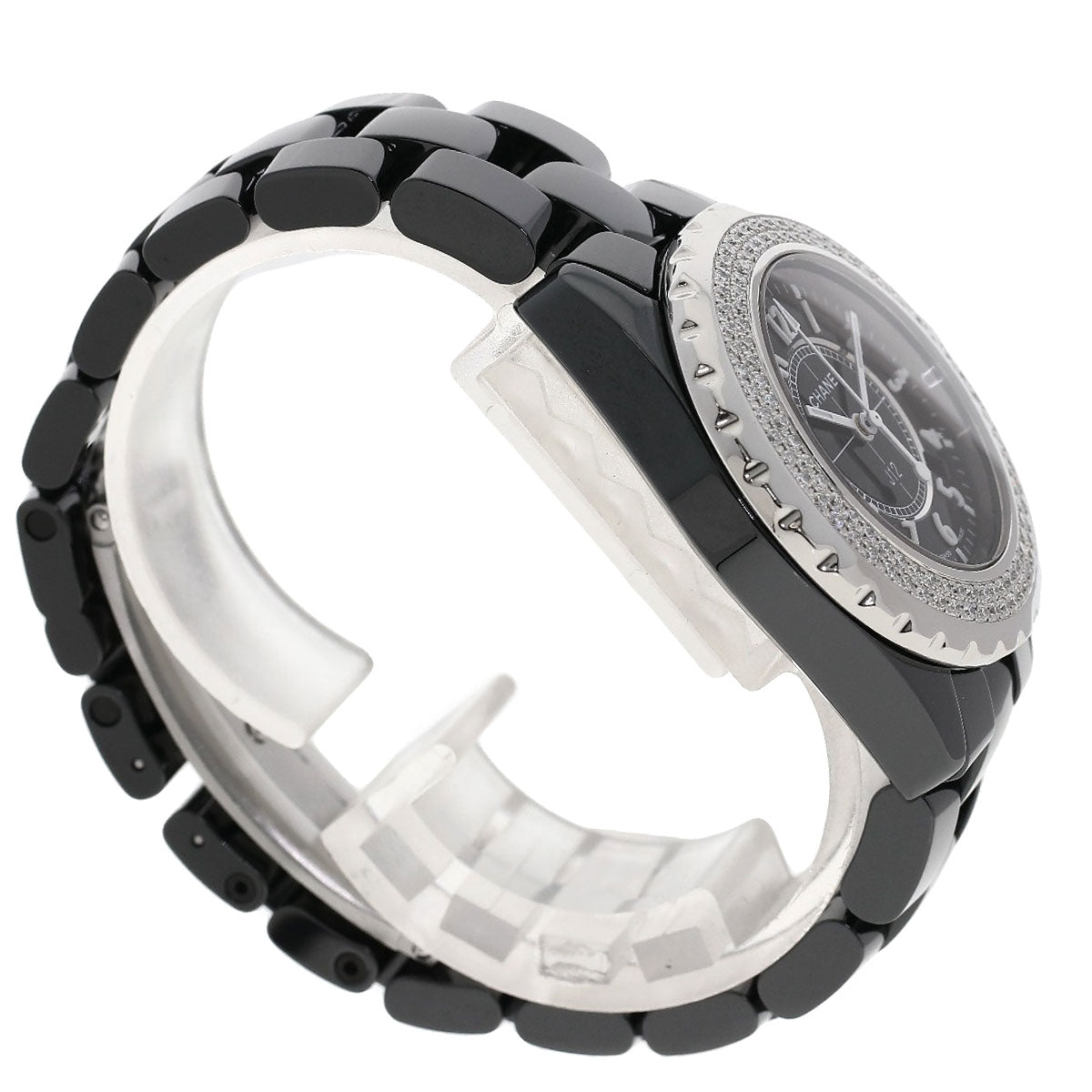 CHANEL J12 1.3" Diamond Double Bezel Watches H0949 Ceramic/Ceramic Ladies