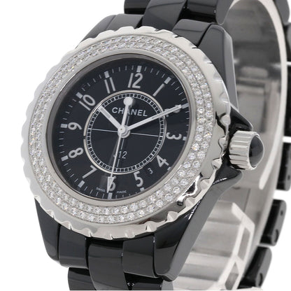 CHANEL J12 1.3" Diamond Double Bezel Watches H0949 Ceramic/Ceramic Ladies