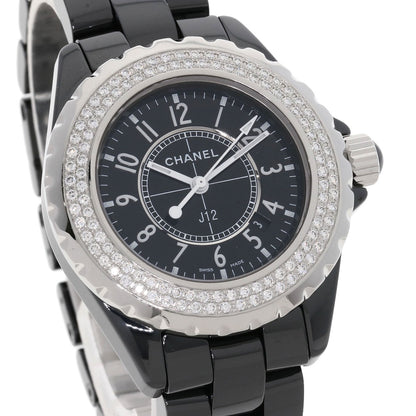 CHANEL J12 1.3" Diamond Double Bezel Watches H0949 Ceramic/Ceramic Ladies
