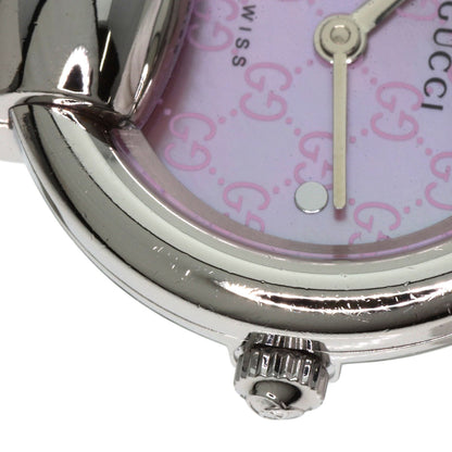 GUCCI Round Face GG Pink Shell Bangle Watches 1400L Stainless Steel/Stainless Steel Ladies