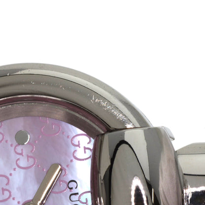 GUCCI Round Face GG Pink Shell Bangle Watches 1400L Stainless Steel/Stainless Steel Ladies
