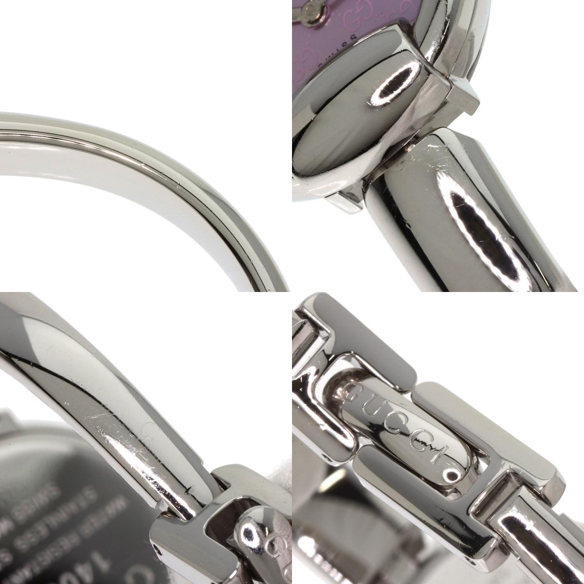 GUCCI Round Face GG Pink Shell Bangle Watches 1400L Stainless Steel/Stainless Steel Ladies