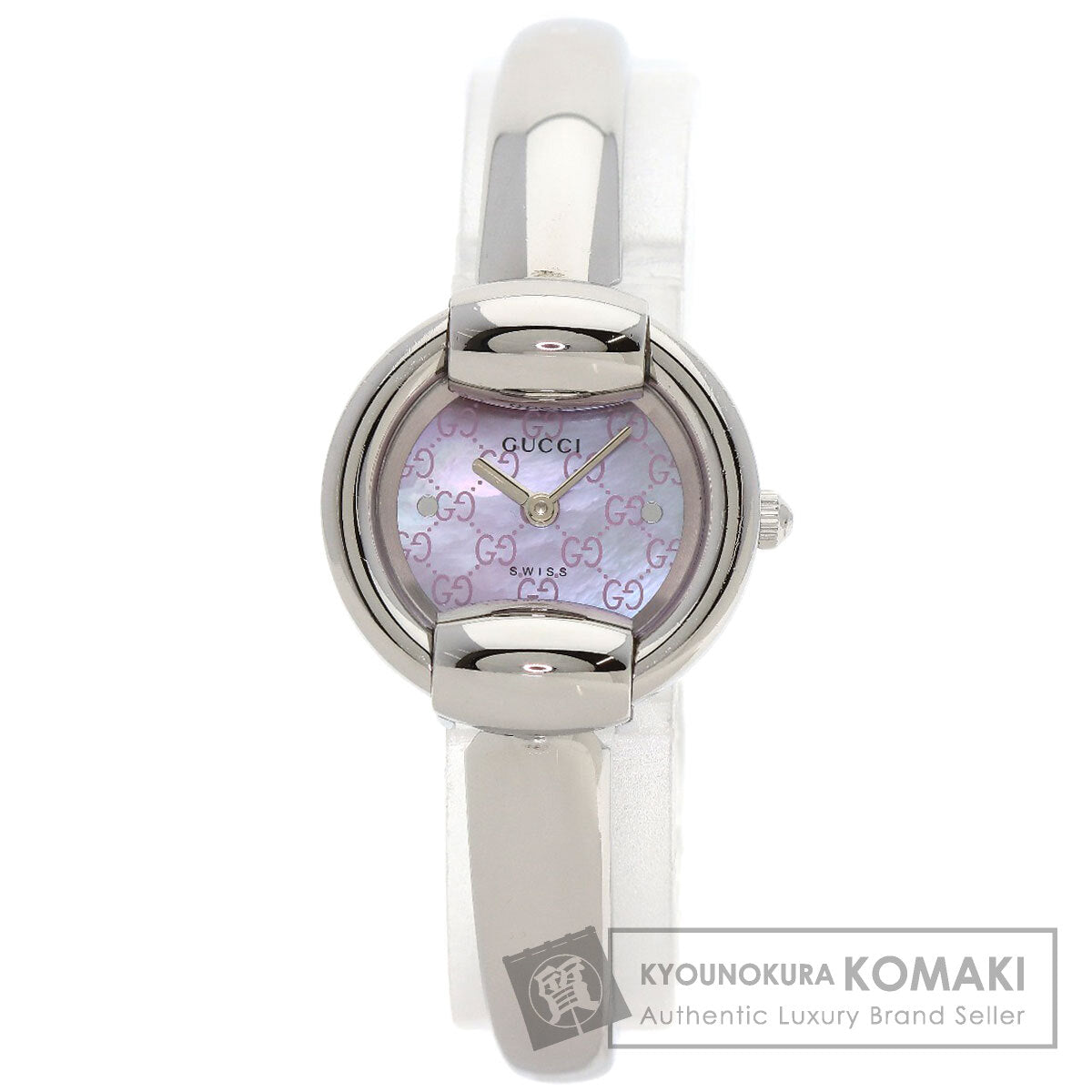 GUCCI Round Face GG Pink Shell Bangle Watches 1400L Stainless Steel/Stainless Steel Ladies
