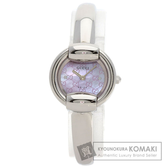 GUCCI Round Face GG Pink Shell Bangle Watches 1400L Stainless Steel/Stainless Steel Ladies