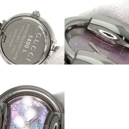 GUCCI Round Face GG Pink Shell Bangle Watches 1400L Stainless Steel/Stainless Steel Ladies