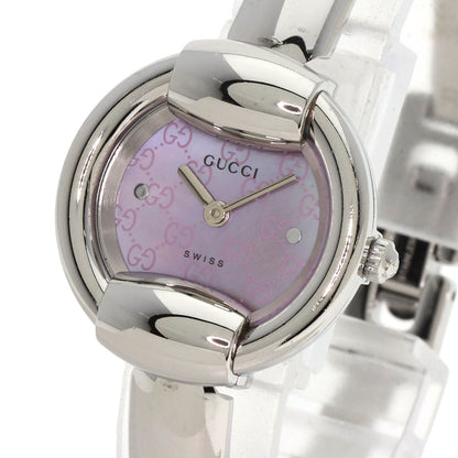 GUCCI Round Face GG Pink Shell Bangle Watches 1400L Stainless Steel/Stainless Steel Ladies