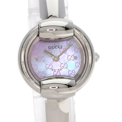 GUCCI Round Face GG Pink Shell Bangle Watches 1400L Stainless Steel/Stainless Steel Ladies