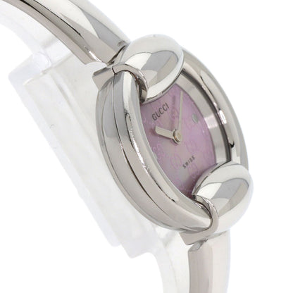 GUCCI Round Face GG Pink Shell Bangle Watches 1400L Stainless Steel/Stainless Steel Ladies