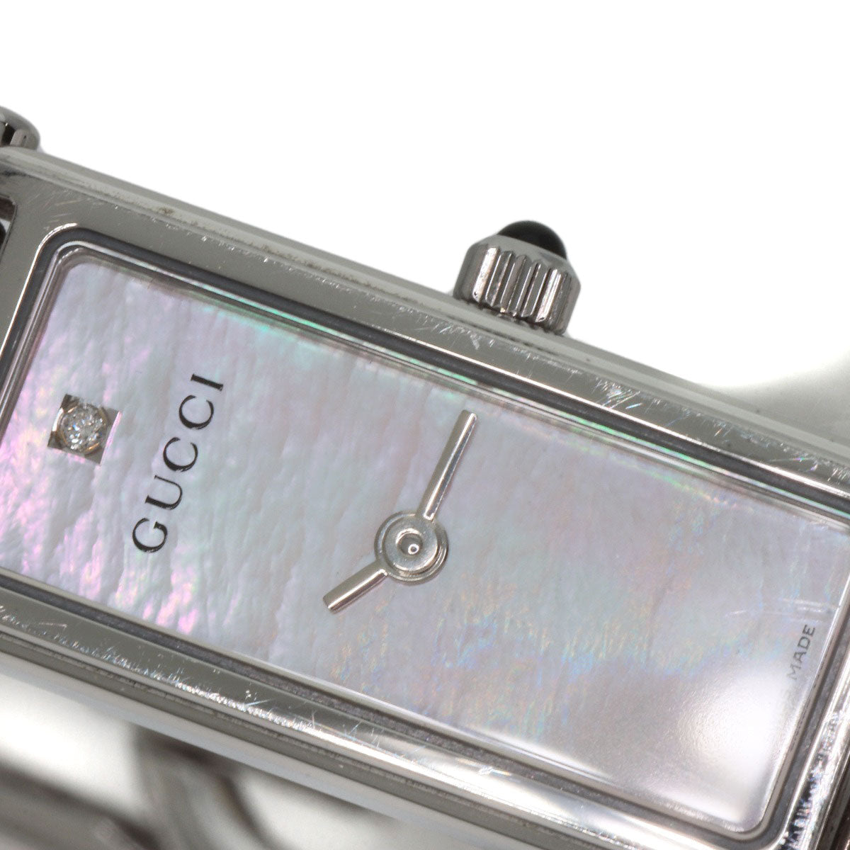 GUCCI Square Face 1P Diamond Bangle Watches 1500L Stainless Steel/Stainless Steel Ladies