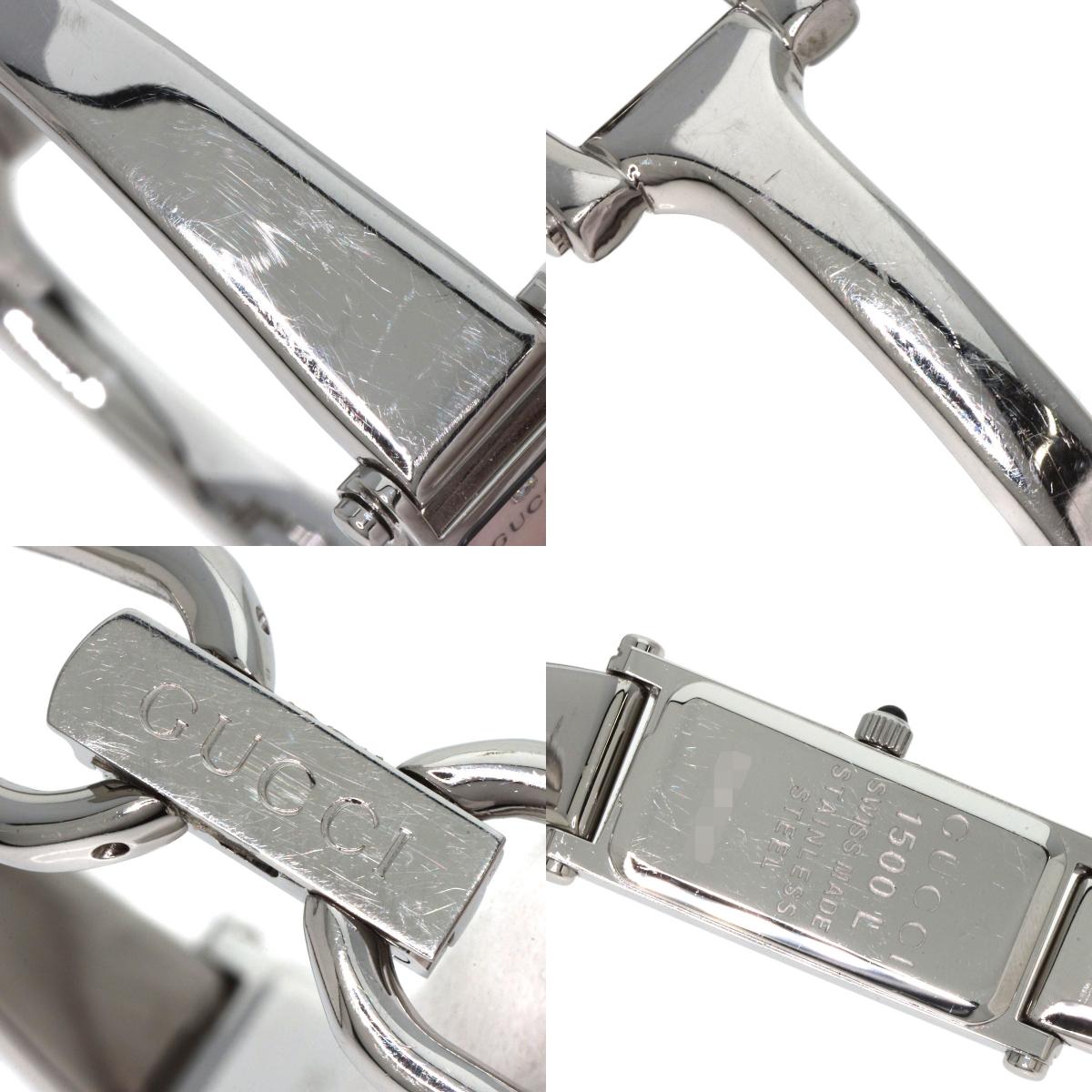 GUCCI Square Face 1P Diamond Bangle Watches 1500L Stainless Steel/Stainless Steel Ladies