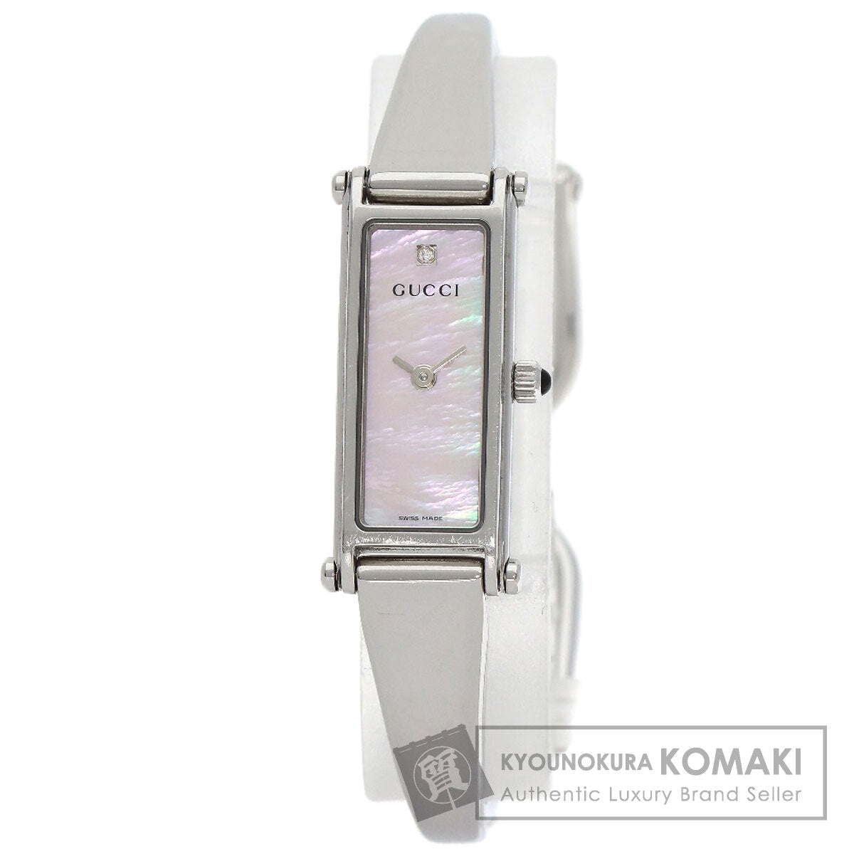 GUCCI Square Face 1P Diamond Bangle Watches 1500L Stainless Steel/Stainless Steel Ladies