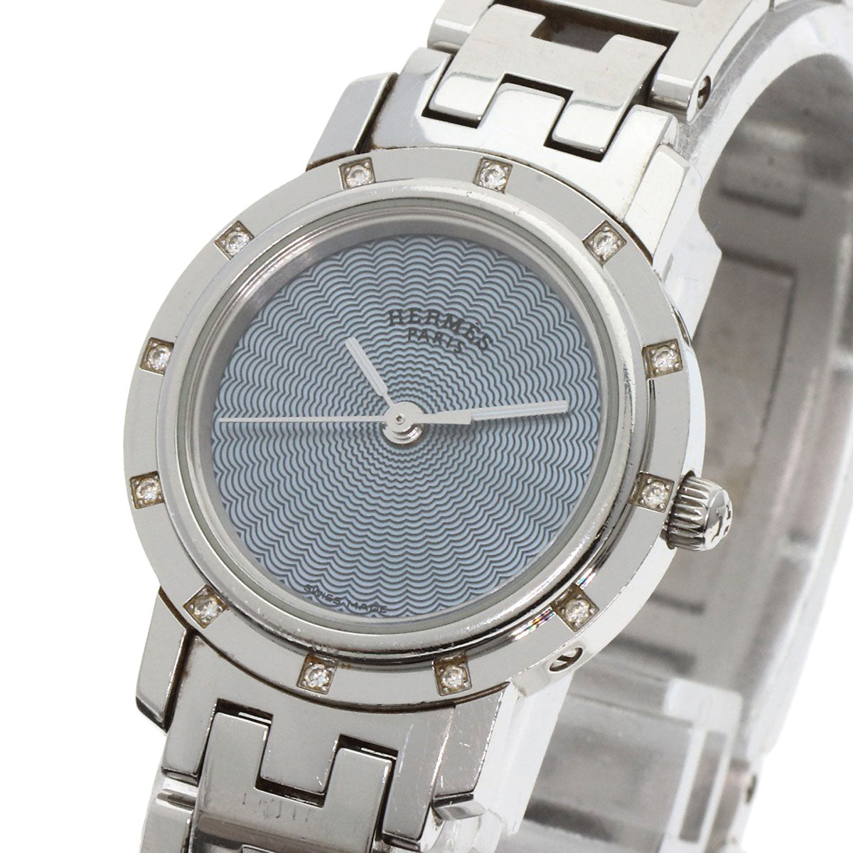 HERMES Clipper Nacle 12P DiamondBezel Watches CL4.230 Stainless Steel/Stainless Steel Ladies