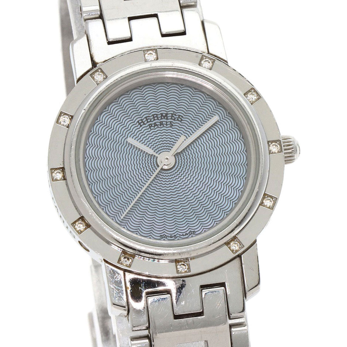 HERMES Clipper Nacle 12P DiamondBezel Watches CL4.230 Stainless Steel/Stainless Steel Ladies