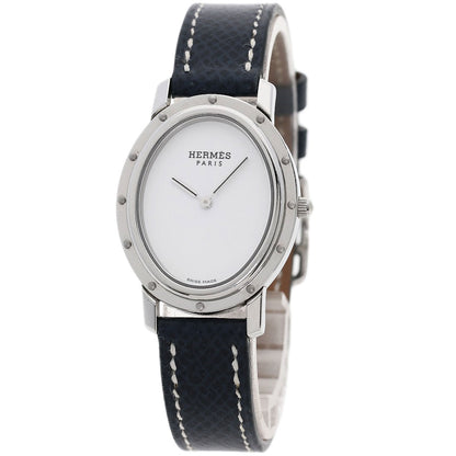 HERMES Clipper oval Watches CO1.510 Stainless Steel/Leather Ladies