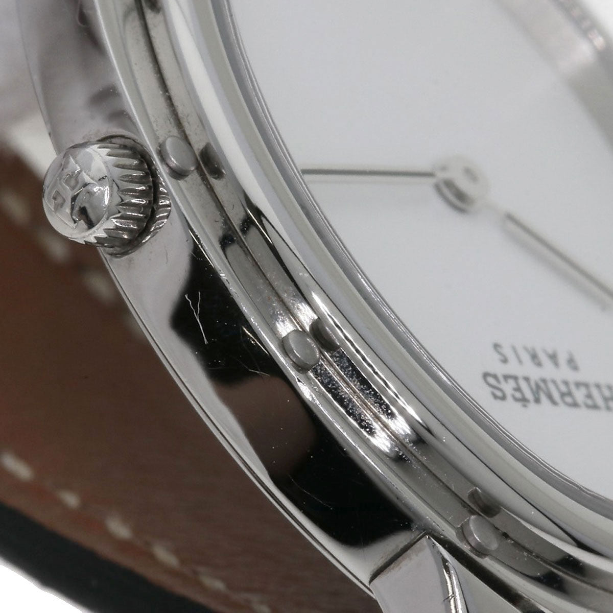 HERMES Clipper oval Watches CO1.510 Stainless Steel/Leather Ladies