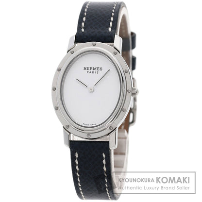HERMES Clipper oval Watches CO1.510 Stainless Steel/Leather Ladies