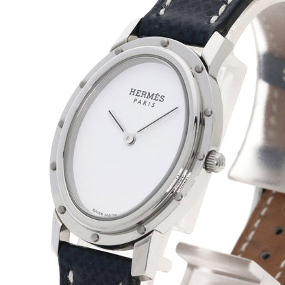 HERMES Clipper oval Watches CO1.510 Stainless Steel/Leather Ladies