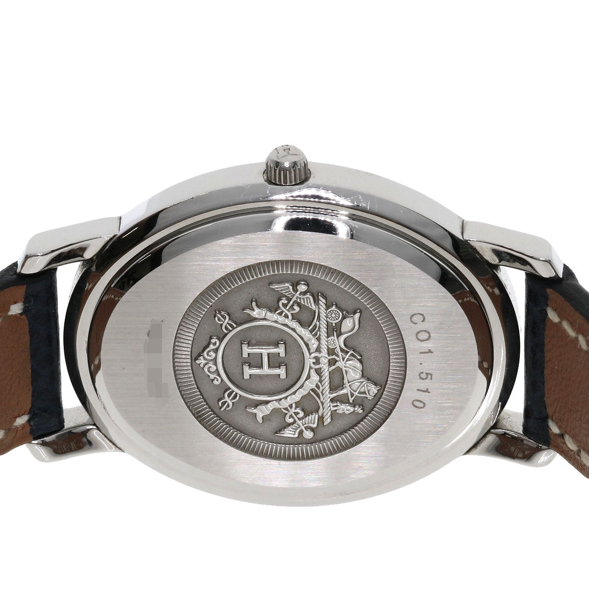 HERMES Clipper oval Watches CO1.510 Stainless Steel/Leather Ladies