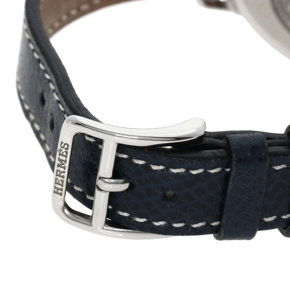 HERMES Clipper oval Watches CO1.510 Stainless Steel/Leather Ladies