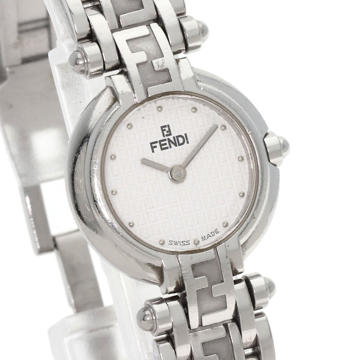 FENDI Zucca pattern round face Watches 750L Stainless Steel/Stainless Steel Ladies