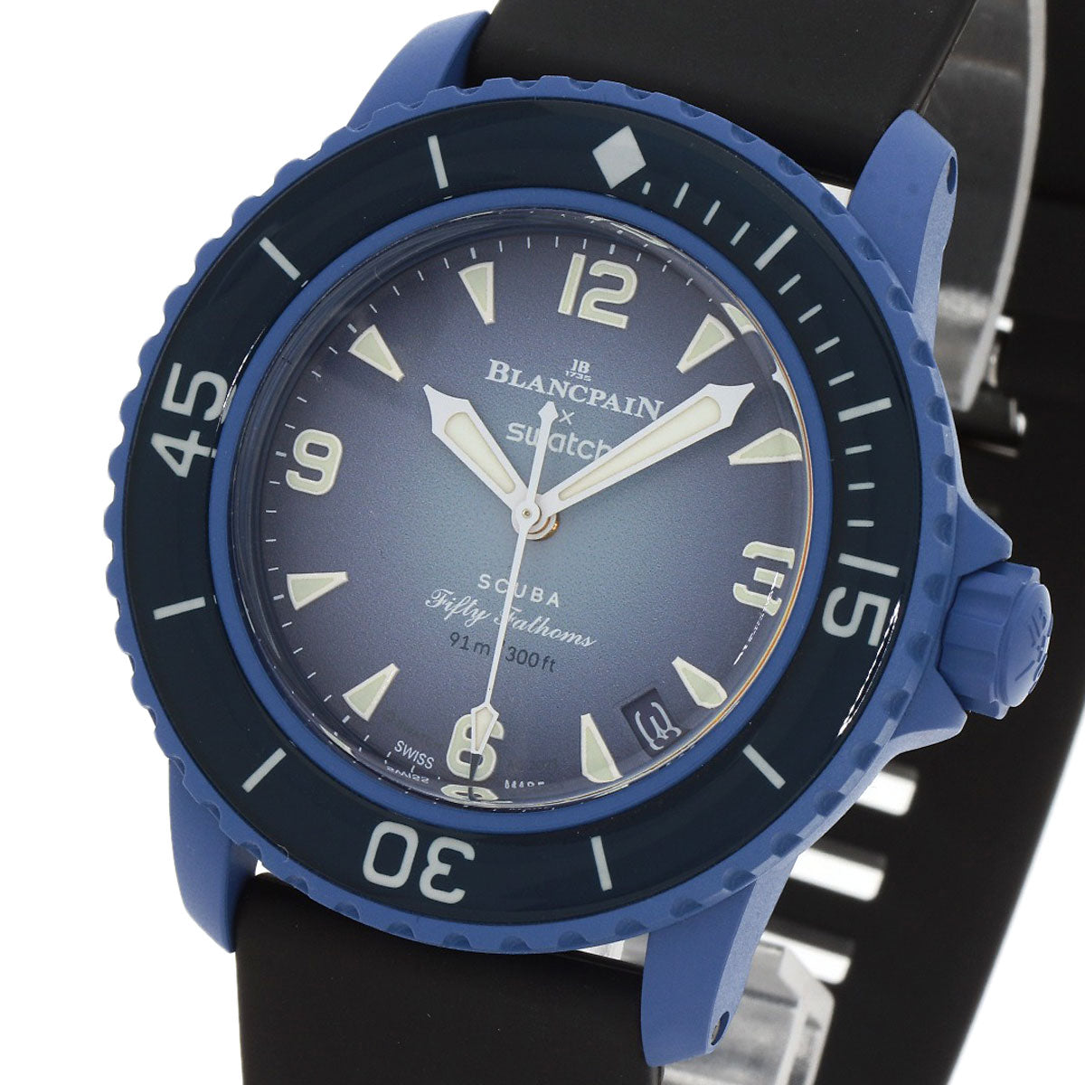 Blancpain Swatch Collaboration Fifty Fathom Atlantic Ocean Watches SO34A100 Ceramic/Rubber mens
