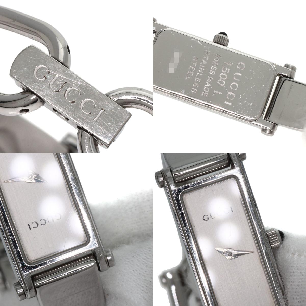 GUCCI Square face bangle Watches 1500L Stainless Steel/Stainless Steel Ladies