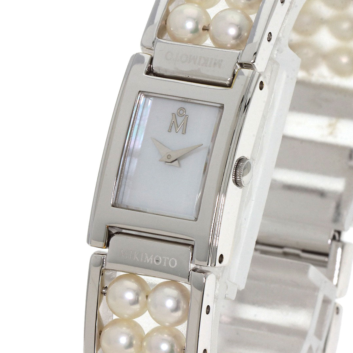 MIKIMOTO Square pearl breath Watches NNS-8019PF Stainless Steel/Pearl Ladies