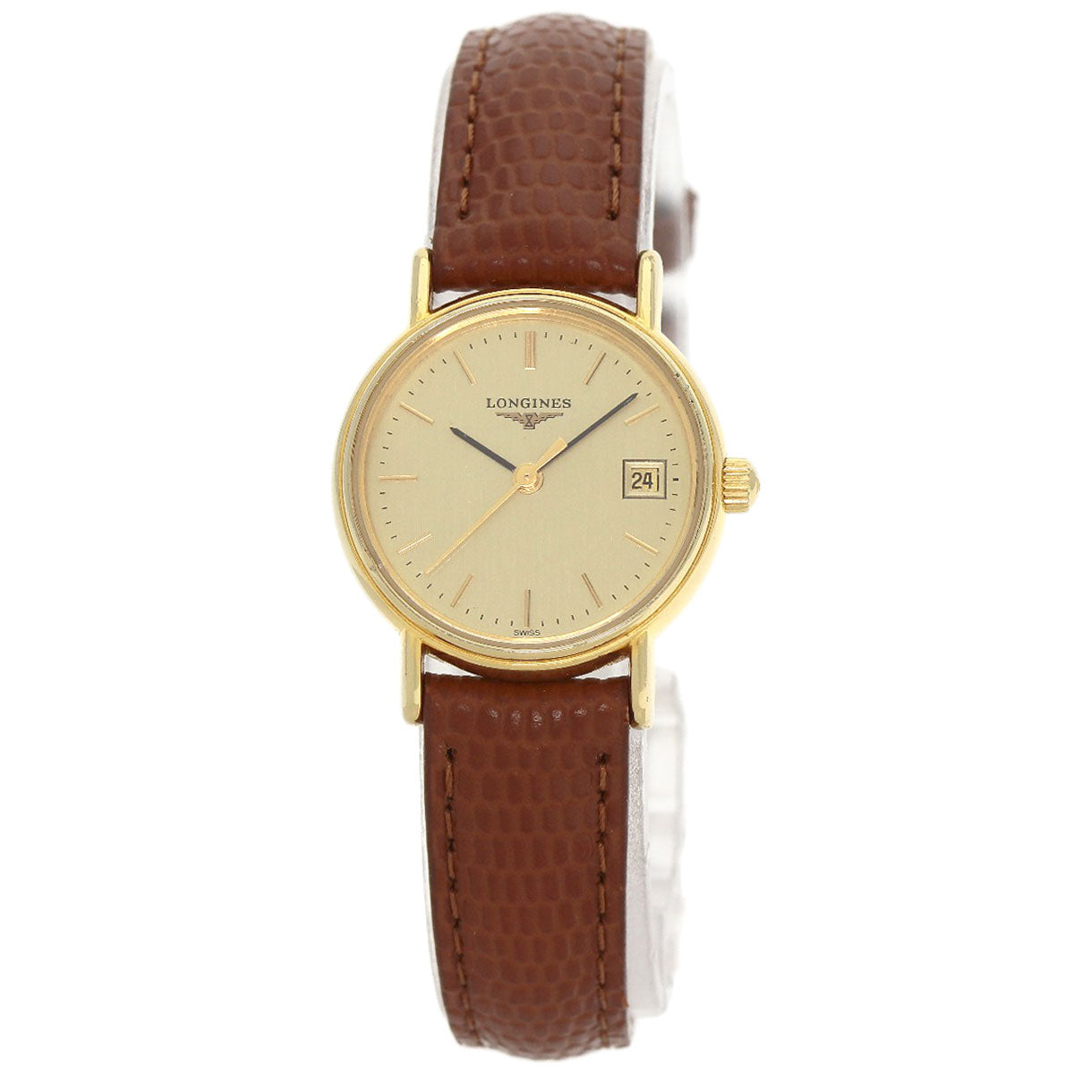 LONGINES Round face Watches L4.220.2 Gold Plated/Leather Ladies