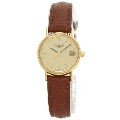 LONGINES Round face Watches L4.220.2 Gold Plated/Leather Ladies