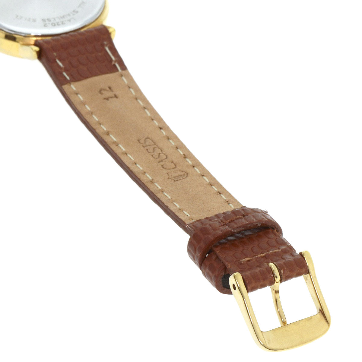 LONGINES Round face Watches L4.220.2 Gold Plated/Leather Ladies