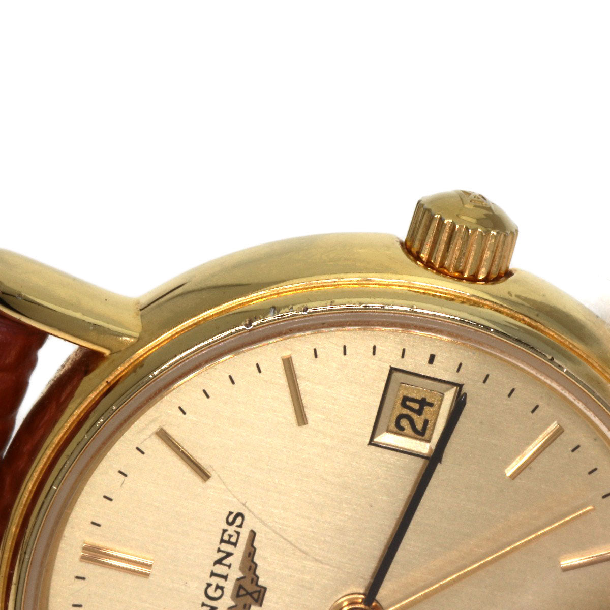 LONGINES Round face Watches L4.220.2 Gold Plated/Leather Ladies