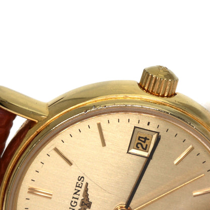 LONGINES Round face Watches L4.220.2 Gold Plated/Leather Ladies