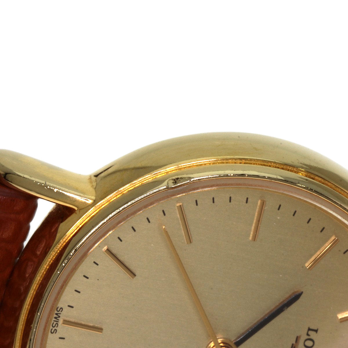 LONGINES Round face Watches L4.220.2 Gold Plated/Leather Ladies