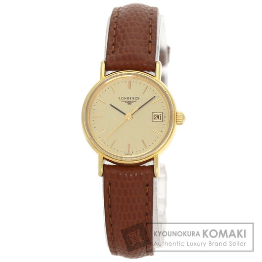 LONGINES Round face Watches L4.220.2 Gold Plated/Leather Ladies