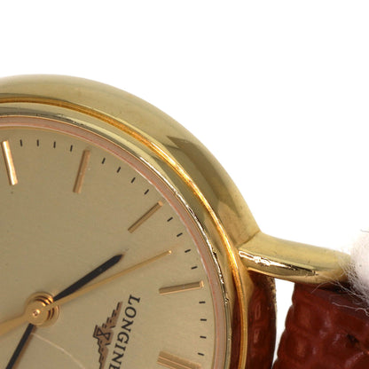 LONGINES Round face Watches L4.220.2 Gold Plated/Leather Ladies