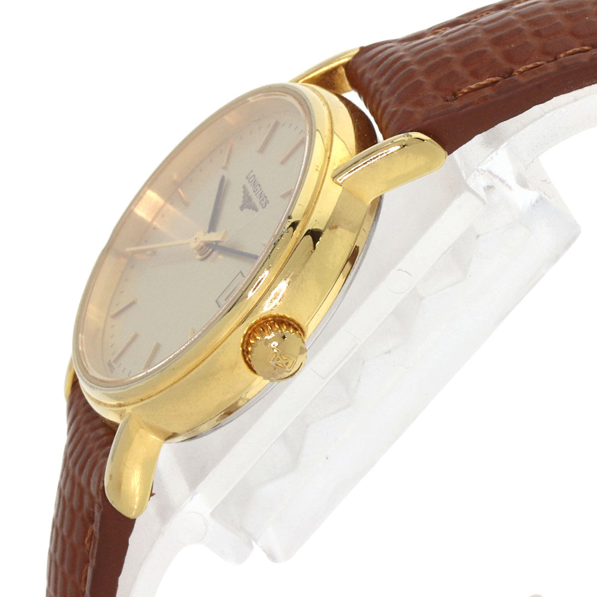 LONGINES Round face Watches L4.220.2 Gold Plated/Leather Ladies