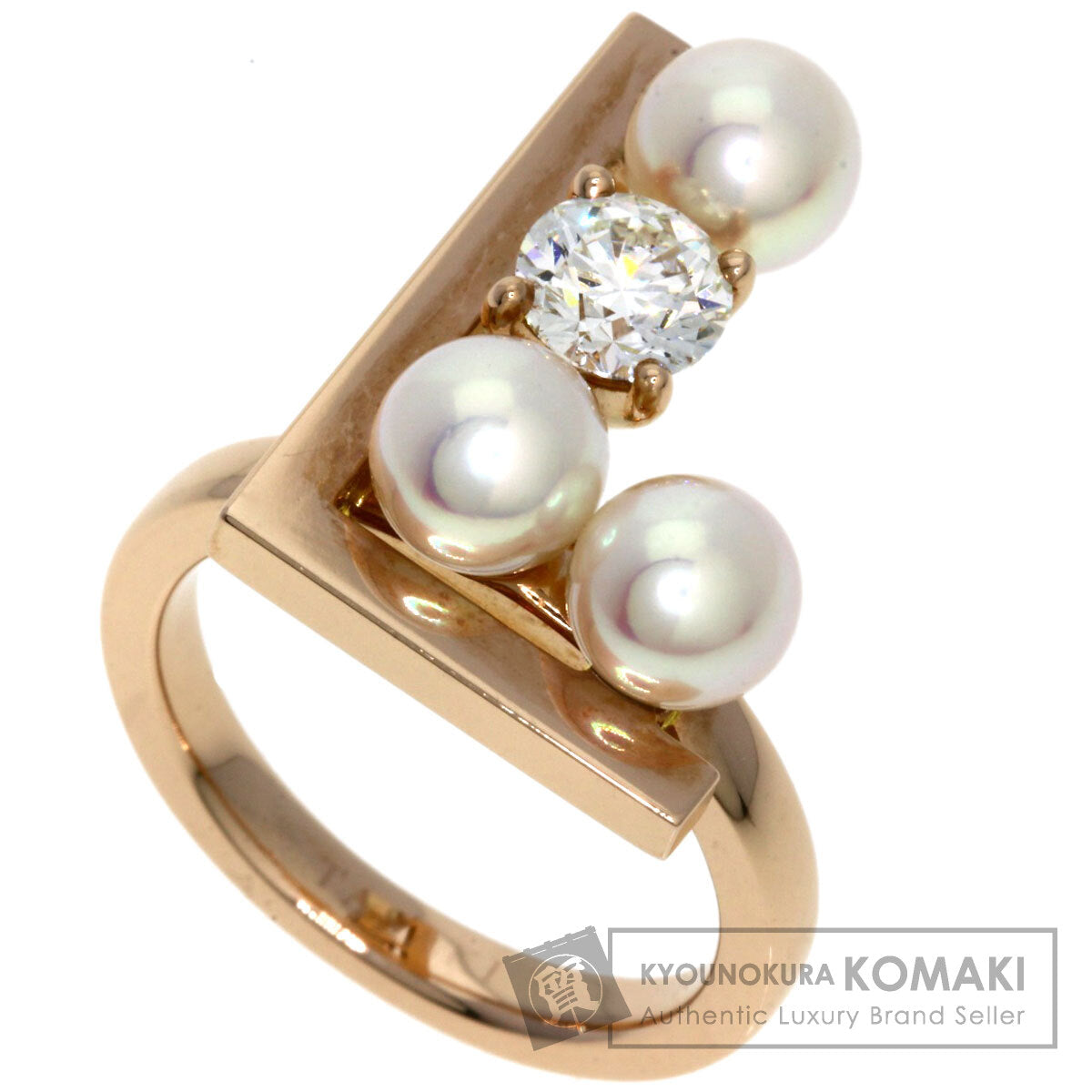 TASAKI Balance Note Akoya Pearl Pearl Diamond Ring K18 Pink Gold Ladies [Used]