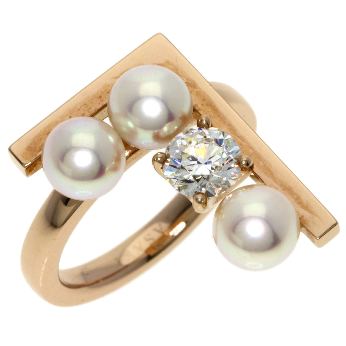 TASAKI Balance Note Akoya Pearl Pearl Diamond Ring K18 Pink Gold Ladies [Used]