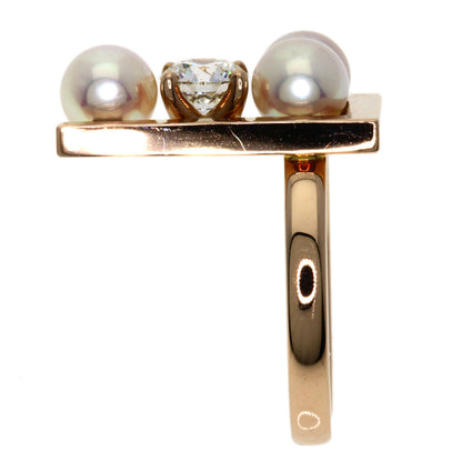 TASAKI Balance Note Akoya Pearl Pearl Diamond Ring K18 Pink Gold Ladies [Used]