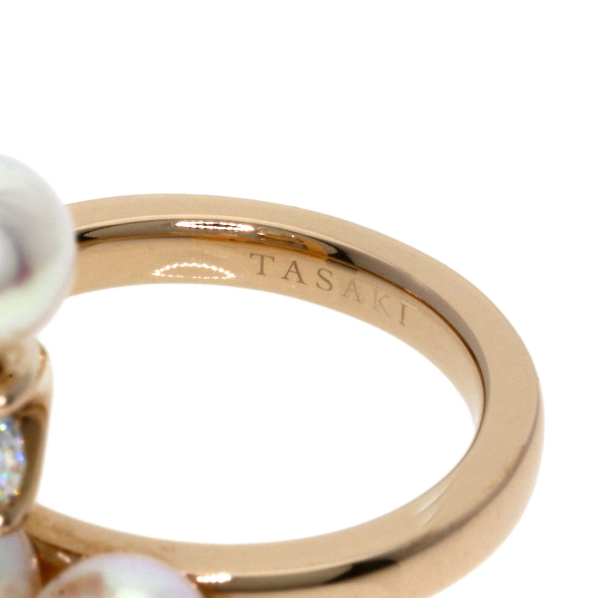 TASAKI Balance Note Akoya Pearl Pearl Diamond Ring K18 Pink Gold Ladies [Used]