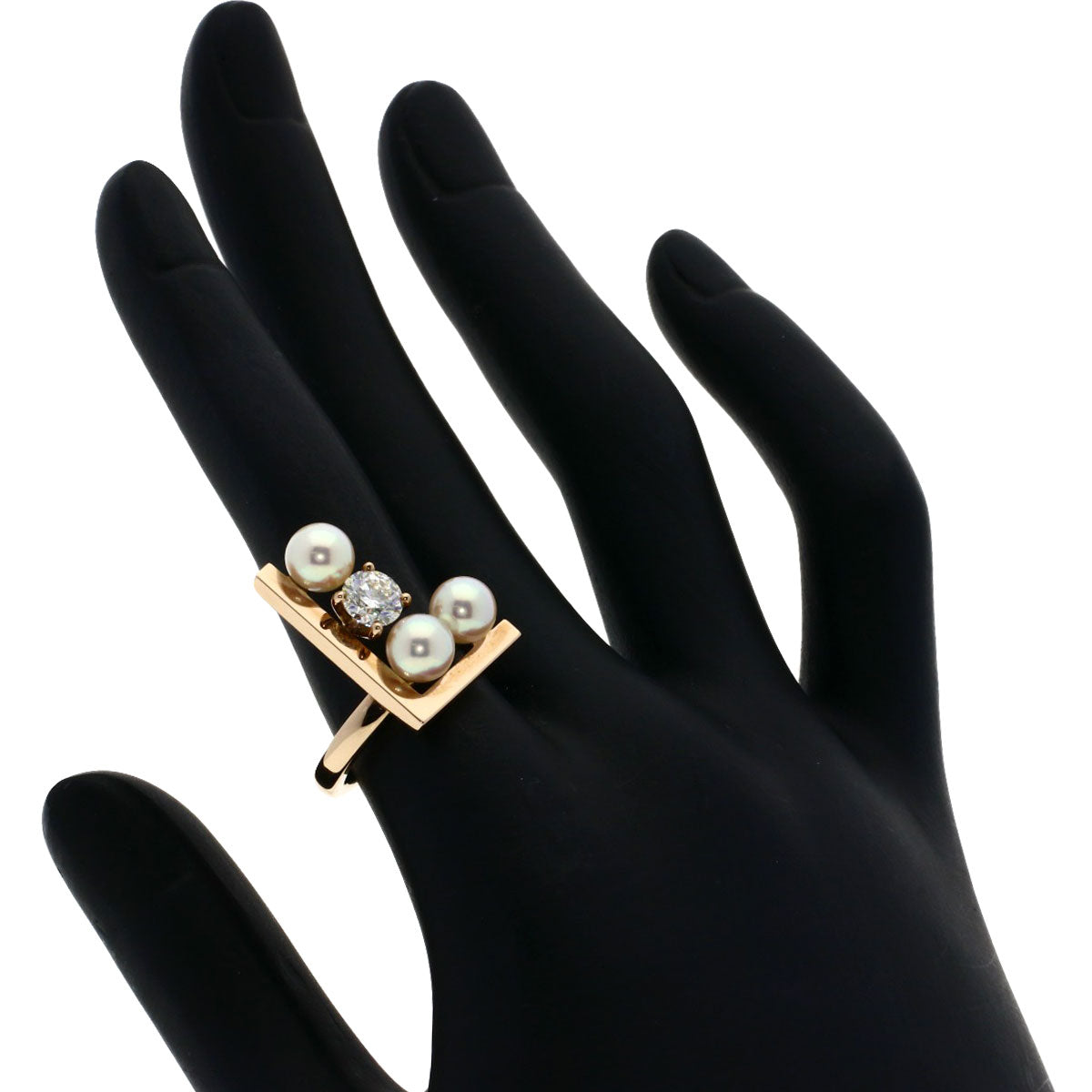 TASAKI Balance Note Akoya Pearl Pearl Diamond Ring K18 Pink Gold Ladies [Used]