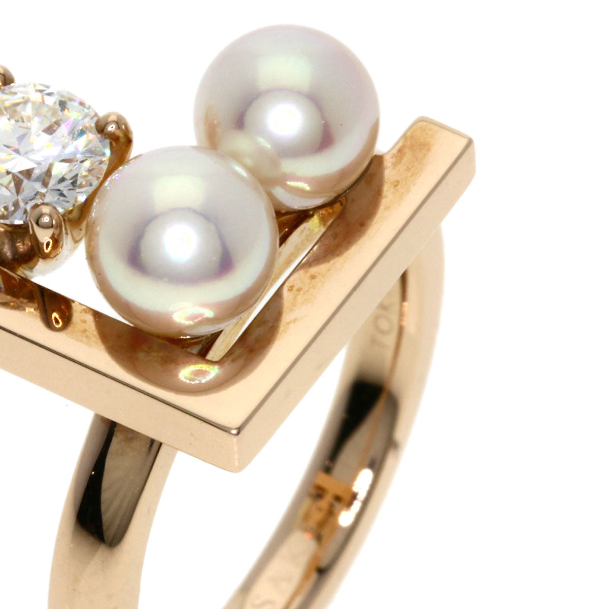 TASAKI Balance Note Akoya Pearl Pearl Diamond Ring K18 Pink Gold Ladies [Used]