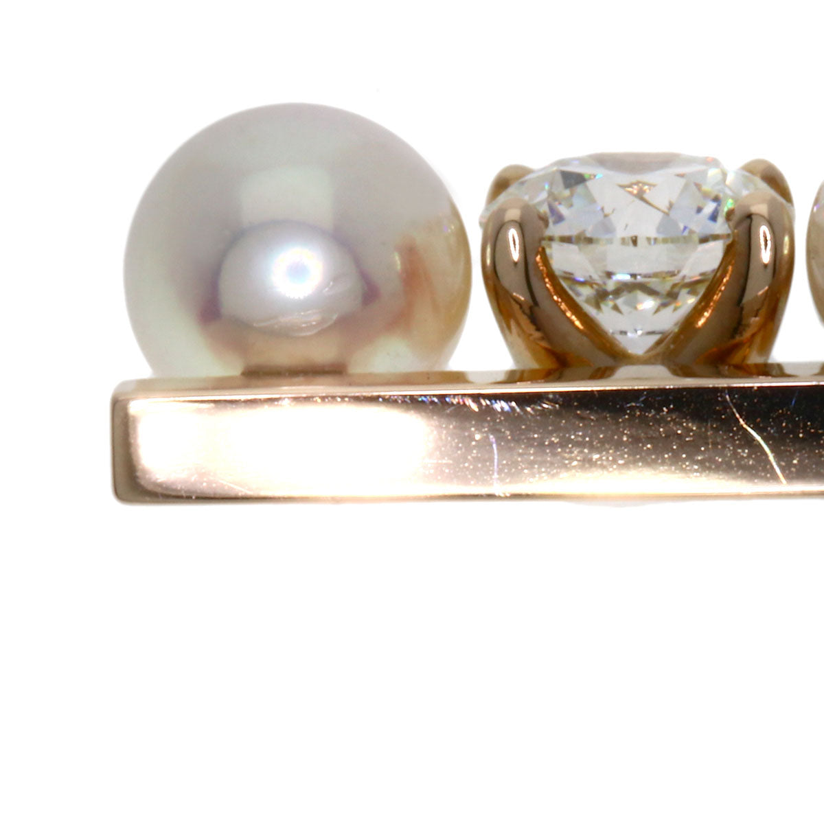 TASAKI Balance Note Akoya Pearl Pearl Diamond Ring K18 Pink Gold Ladies [Used]