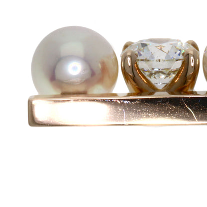 TASAKI Balance Note Akoya Pearl Pearl Diamond Ring K18 Pink Gold Ladies [Used]