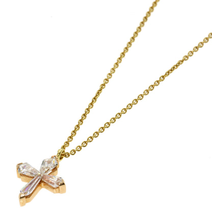 GRAFF Trapezoid Cross Mini Diamond Necklace K18 Yellow Gold 18K Pink GoldLadies [Used]