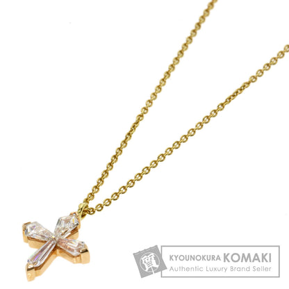 GRAFF Trapezoid Cross Mini Diamond Necklace K18 Yellow Gold 18K Pink GoldLadies [Used]