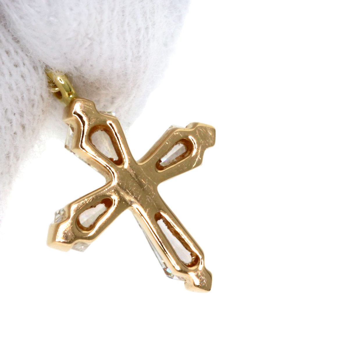 GRAFF Trapezoid Cross Mini Diamond Necklace K18 Yellow Gold 18K Pink GoldLadies [Used]