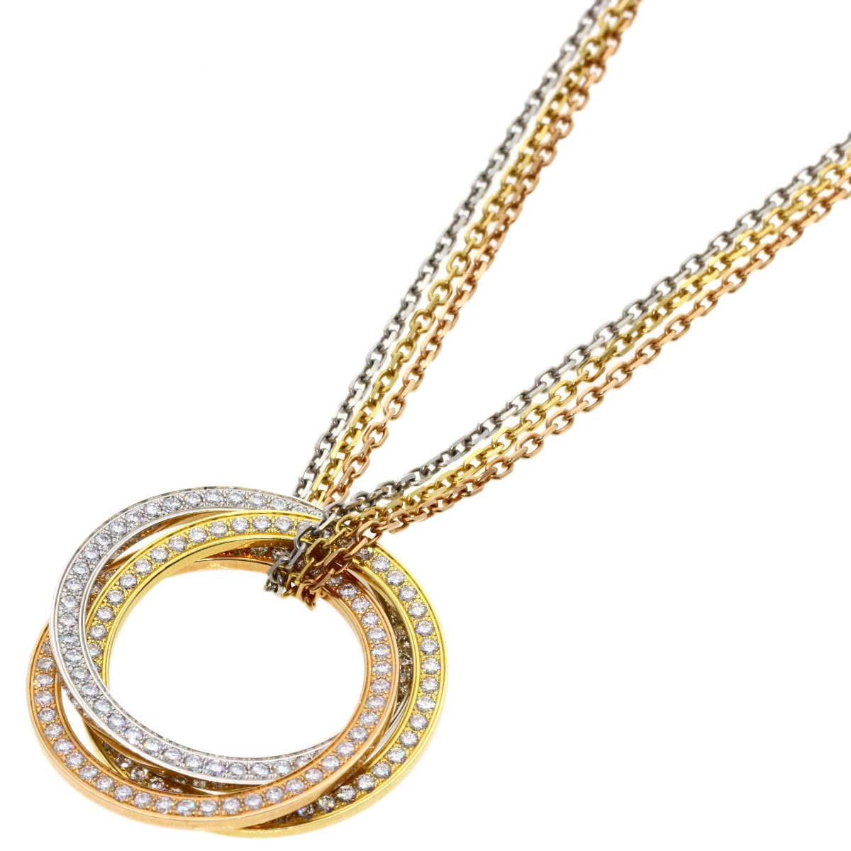 CARTIER Trinity Diamond 3-row N3027000 Necklace K18 Yellow Gold 18K Pink GoldLadies [Used]