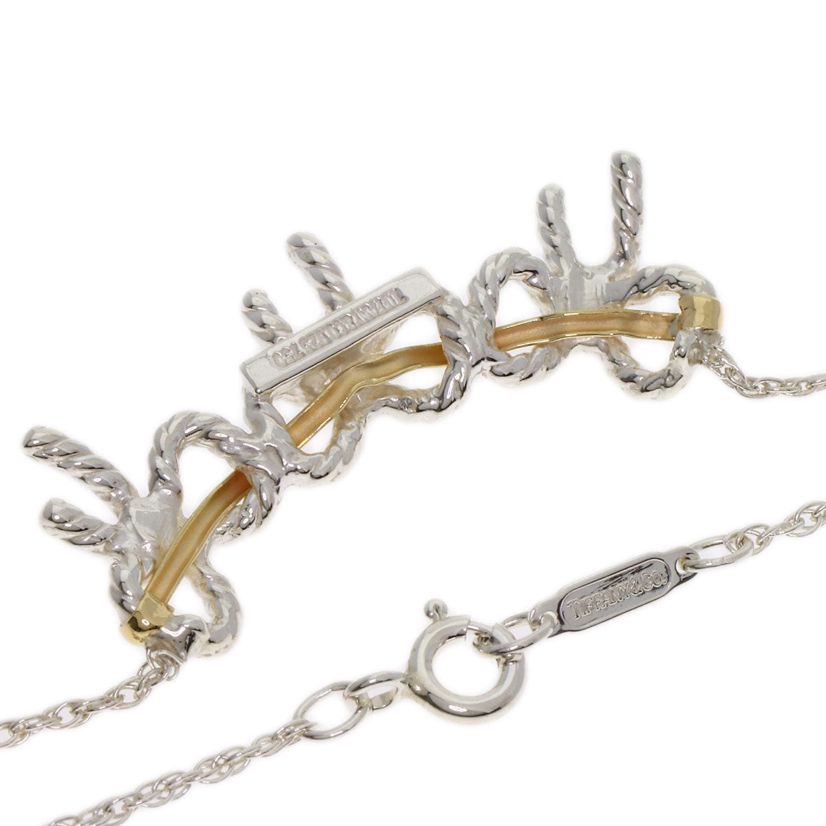 TIFFANY&Co. Triple ribbon Necklace Silver 18K Yellow GoldLadies [Used]
