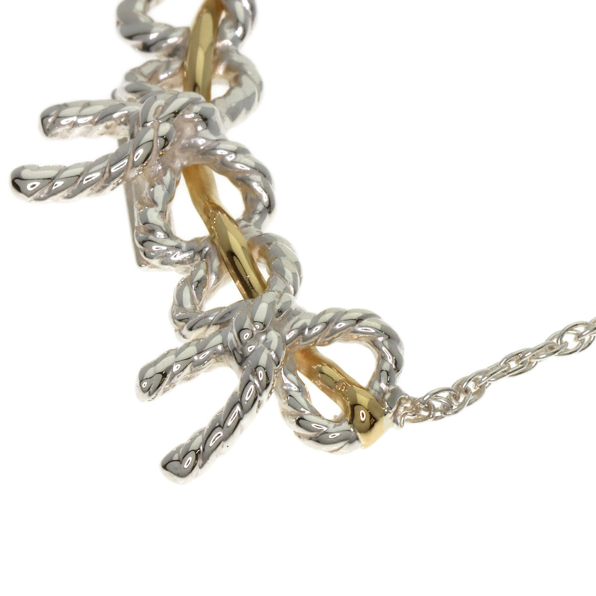 TIFFANY&Co. Triple ribbon Necklace Silver 18K Yellow GoldLadies [Used]